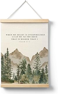AQYIP Inspirational Christian Bible Verse Wall Art Decor, Motivational Mountain Lead Me to the Rock Scripture Religious Poster Canvas Prints for Home Office Church Wall Decoration, 12x16 Inch