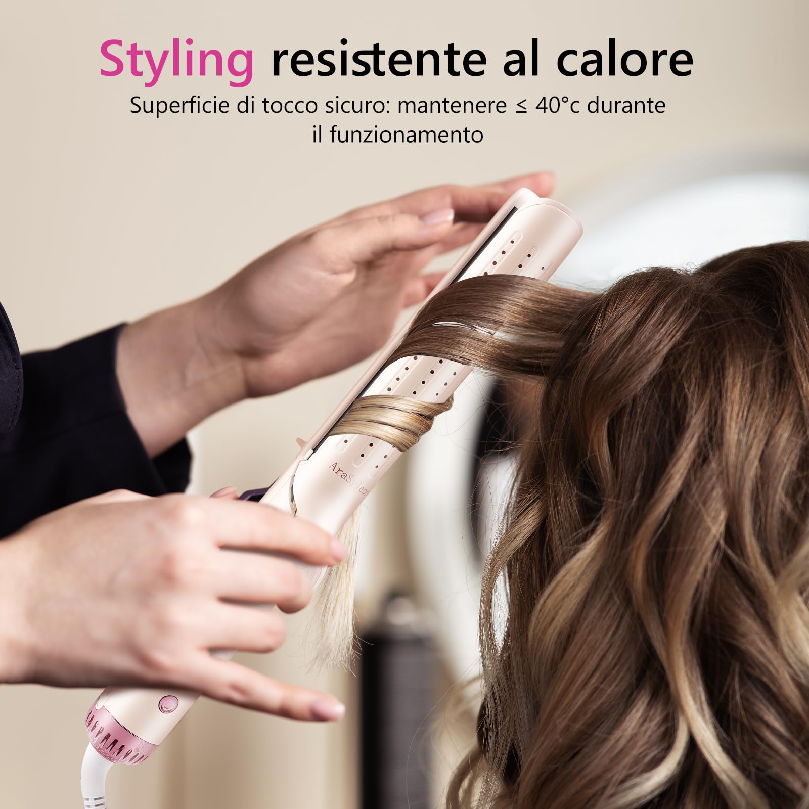 Piastre Capelli & Arricciacapelli 2 in 1 con Ceramica, Arricciacapelli & Piastra Capelli, 5 Temperature Regolabili (140-220°C), Riscaldamento Rapido 30s, Piastra Ceramica Capelli