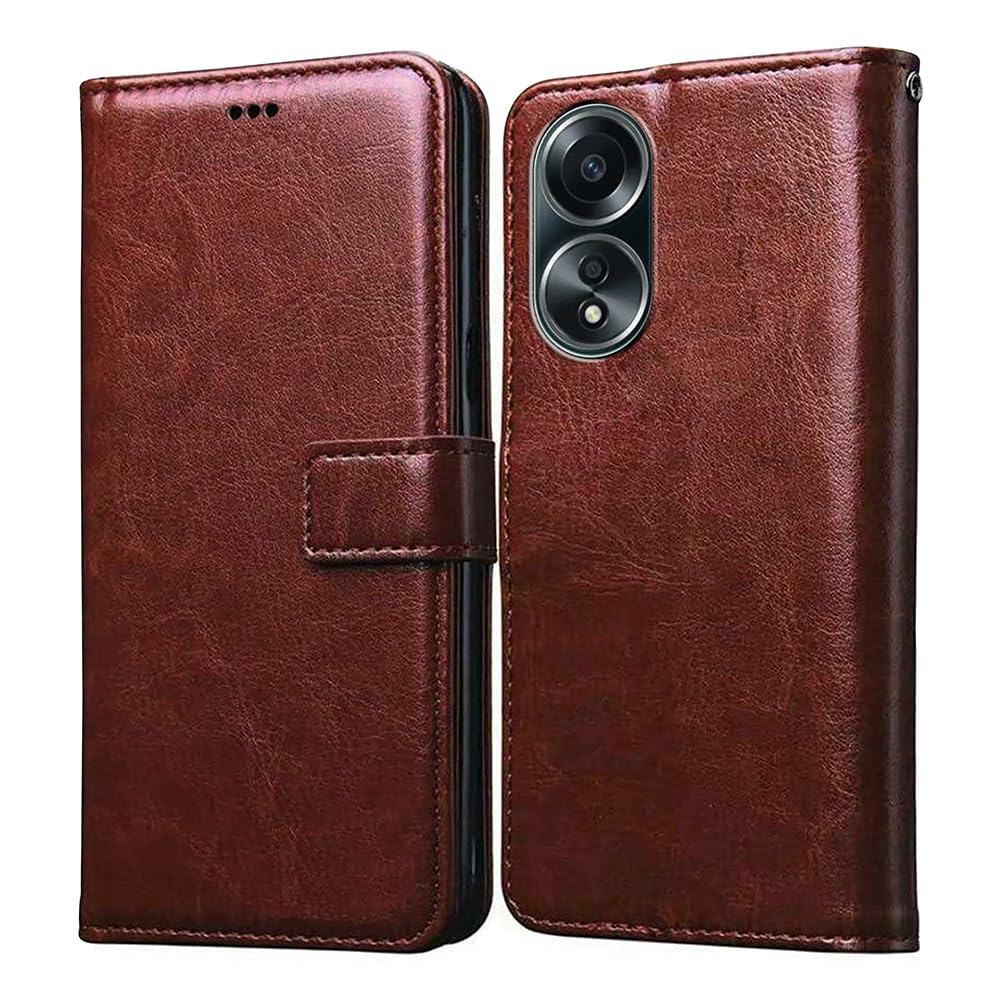 Amazon Brand- Solimo Flip for Oppo A58 4G (Leather_Brown) (B0CJ56W3NV) Amazon Price History, Amazon Price Tracker