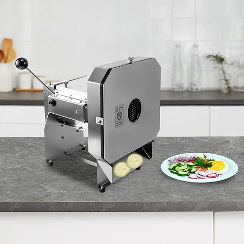 Miniatura 2 de Cortadora de verduras comercial Máquina cortadora eléctrica de frutas 0-0.4 pulgadas Espesor de rebanada ajustable de acero inoxidable Manual y