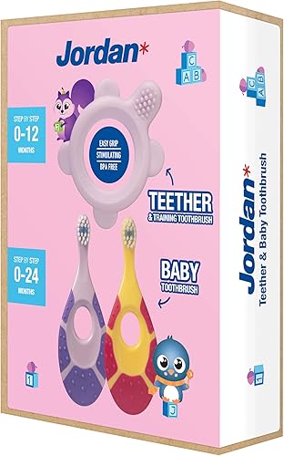 Miniatura 2 de Jordan*  Paso 0 Cepillo de dientes para entrenamiento  Sin BPA, higiénico, solución de dentición 2 en 1 y cepillado temprano para bebés  Rosa  1