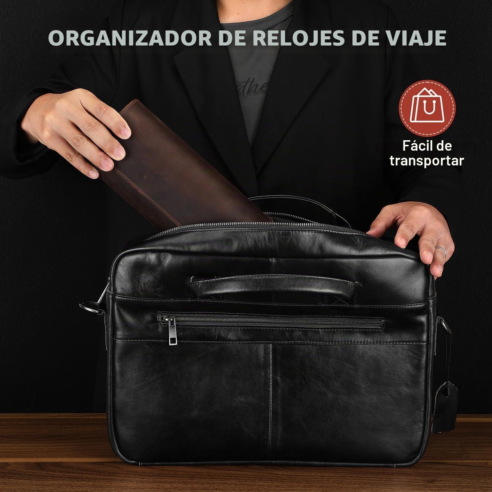 VINBAGGE Caja de Reloj, Estuche Enrollable de 3 Piezas Cuero,Estuche de Reloj Estuche de Reloj de Viaje Organizador Protector para Relojes de Pulsera