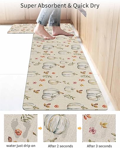 Miniatura 4 de Tapete de baño retro con diseño de calabaza para bañera, antideslizante, de secado rápido y absorbente, tierra de diatomeas, fregadero, dormitorio,