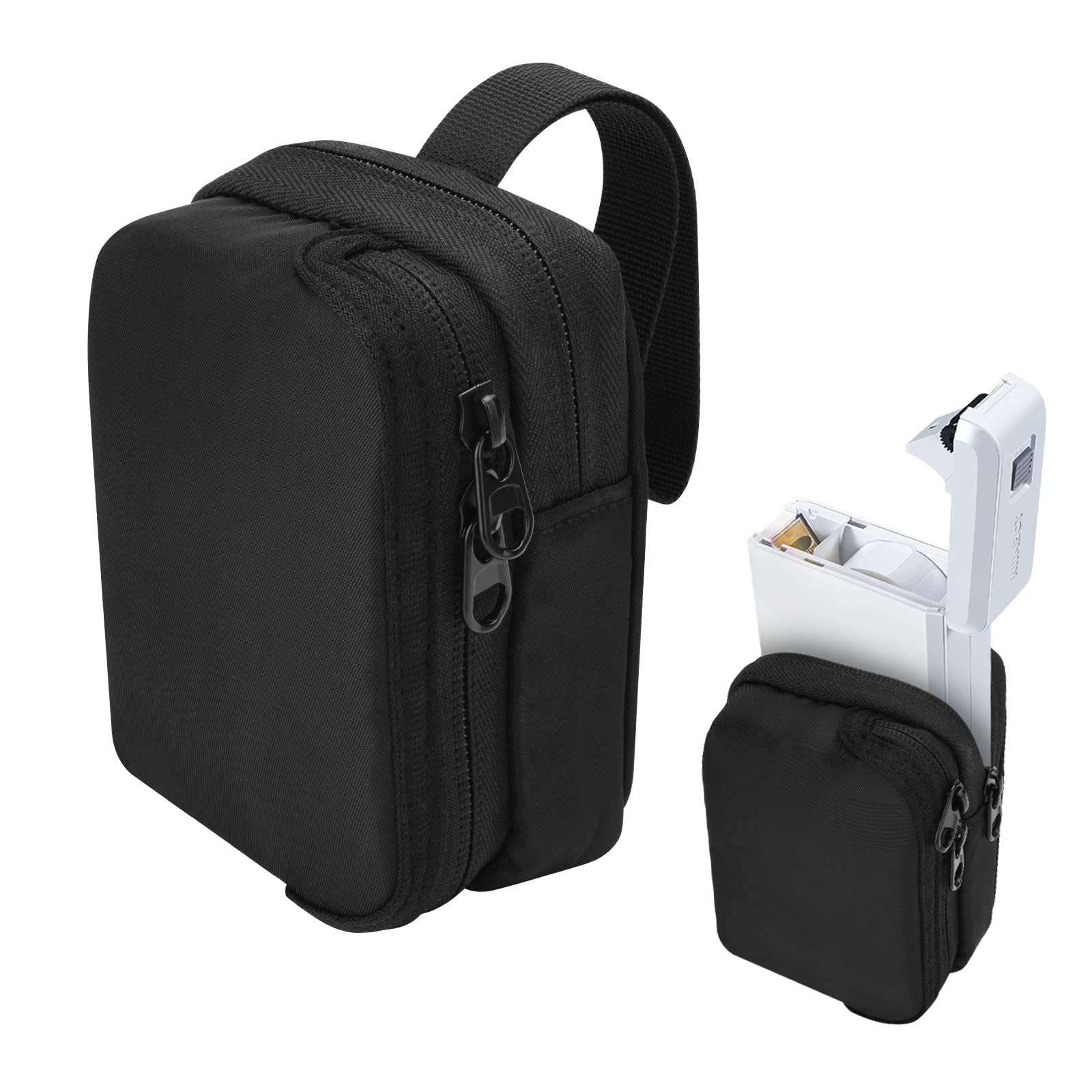 Homakover Black Carrying Case Compatible for JADENS D110 Label Maker Machine/NIIMBOT/PTJOO/DEEPIN Sticker Maker, Carrying Bag Storage Holder with Handle for Mini Smart Label Maker Machine