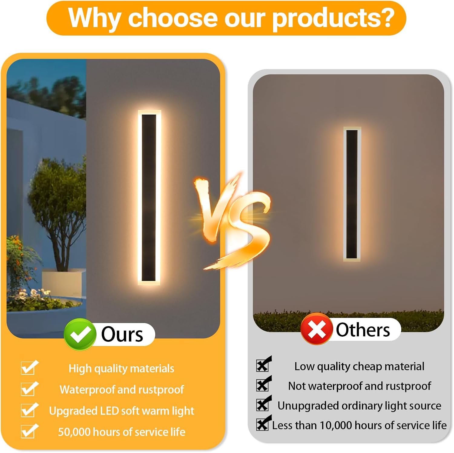 Porch Lights Outdoor, 31.5 inch Outdoor Sconces Wall Lighting 3000K LED Modern IP65 Waterproof Linear Exterior Wall Light for Garage Porch Patio