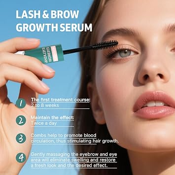 Lash Serum, Eyelash Serum for Growth and Thickness, 2-IN-1 Eyebrow & Eyelash Growth Serum for Longer, Fuller, Thicker Hair, Lash Serum Growth Rapid Lash for Sensitive Eyes, Eye Lash Serum Growth, 10ml