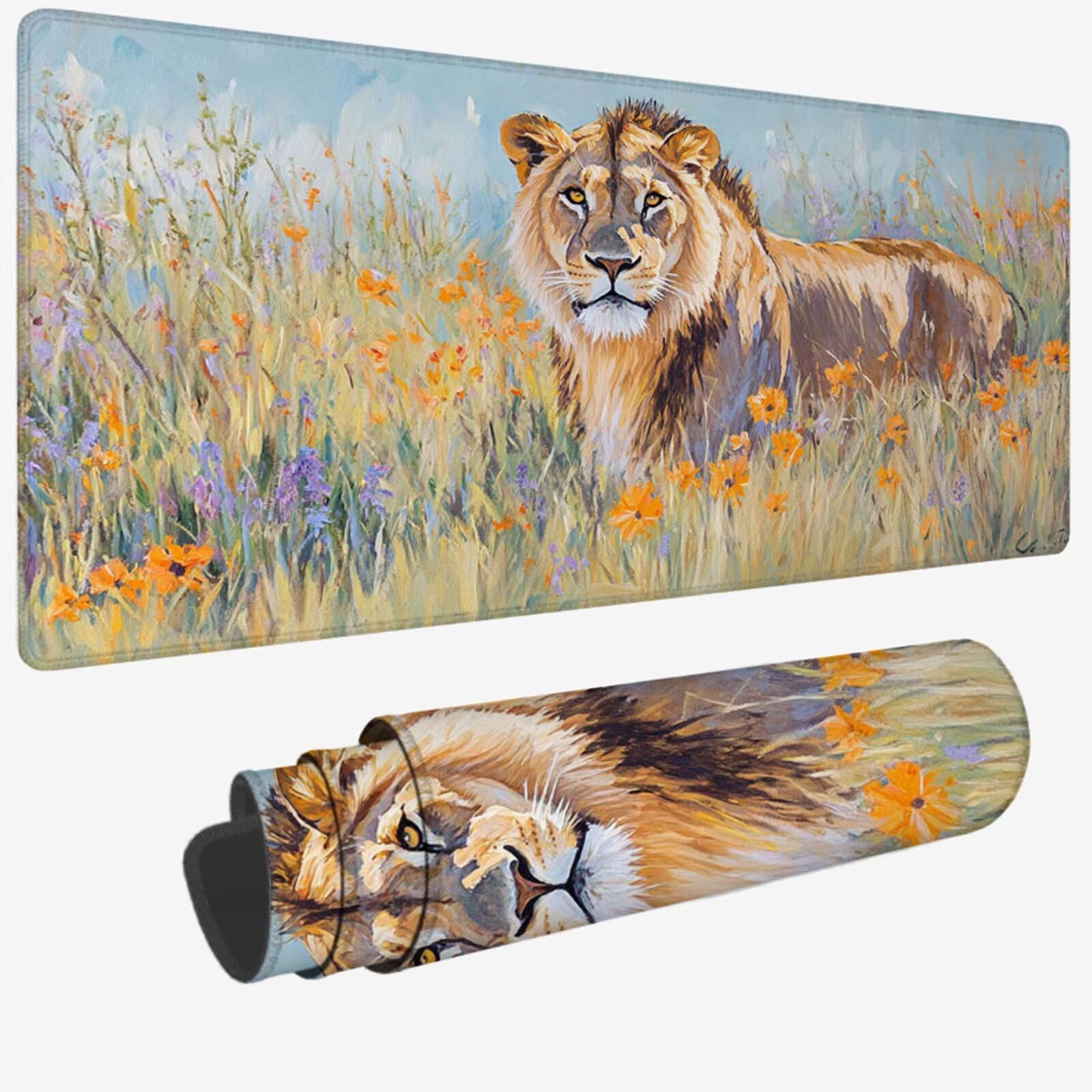 Podkładka pod mysz XXL 1200 x 400 x 3 mm, duża brązowa podkładka pod mysz z wodoodporną i antypoślizgową gumą zwierzę pod ręką biurko zszyte krawędzie, poprawia precyzję i szybkość dla gracza W-684