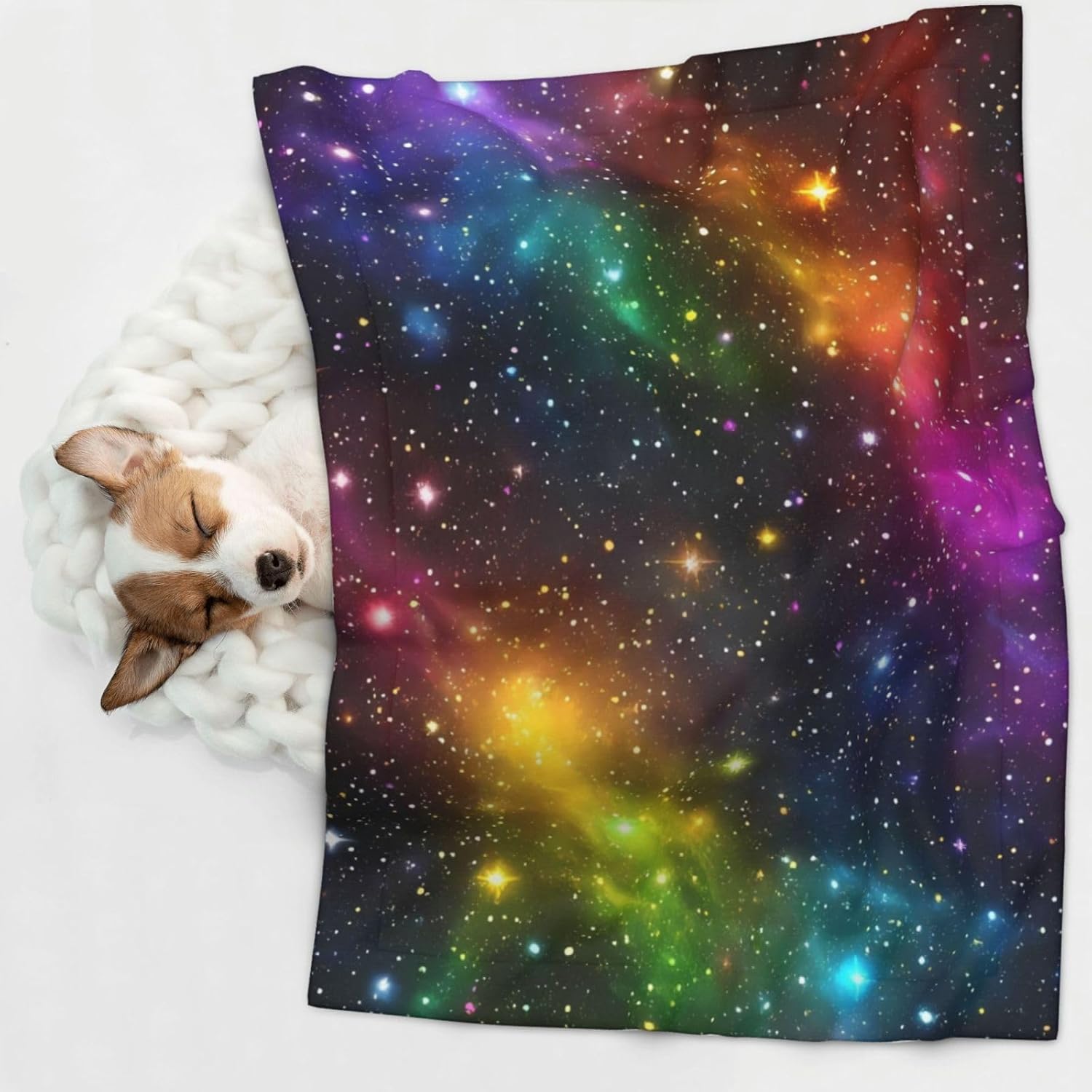 Bright Universe Print Soft Plush Pet Blanket, Washable Dog Blanket, Cat Fleece Throw, Puppy Bed Crate Mat & Sofa Couch Protector - Large