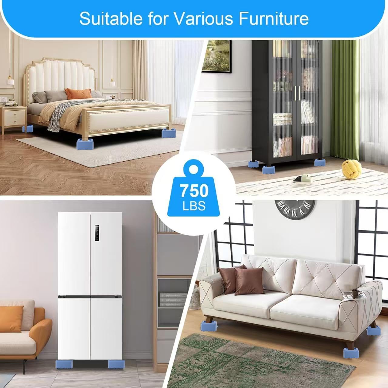Furniture Sliders,Furniture Movers with Silent Wheels,Furniture Lift Mover Tool with Pulley Wheels,750lbs Capacity Lift Mover Tool Set for Heavy Furniture,Refrigerator,Sofa,Cabinet,Washer