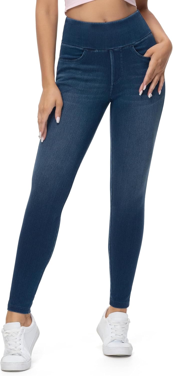 Dragon Fit Women's Stretchy Jeggings with Pockets High Waisted Skinny Jeans Pants Tummy Control Jean Leggings - Image 3