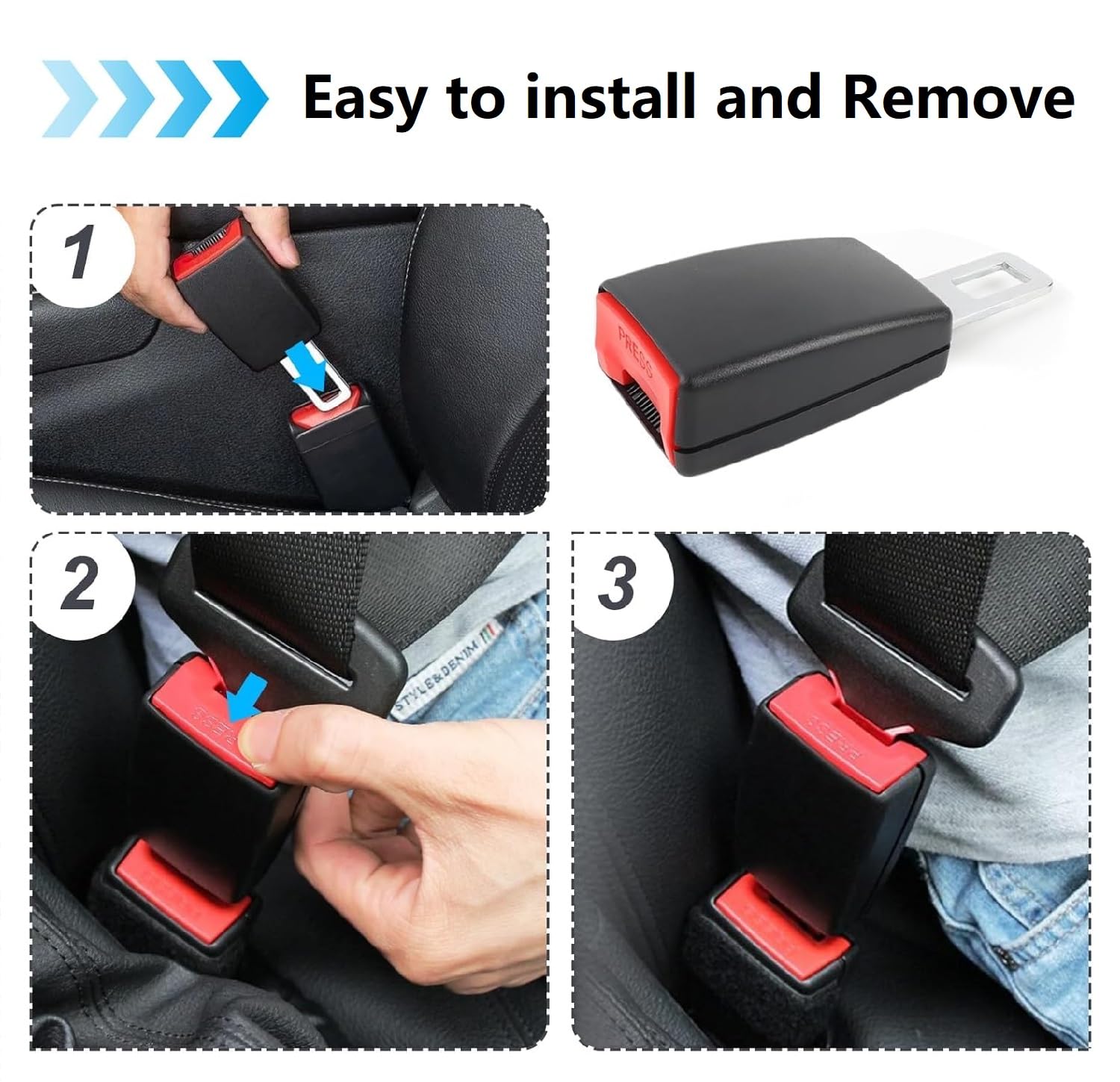 2 Pack Car Parts Universal,Car Seat Buckle Holder,Car Seat Belt Clips Adiuster,undo alarm for belt for truck car,Suitable for Most Different Auto Models — view 3