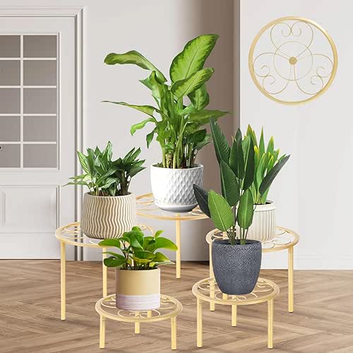 5-piece set of metal plant potted flower racks, heavy-duty flower