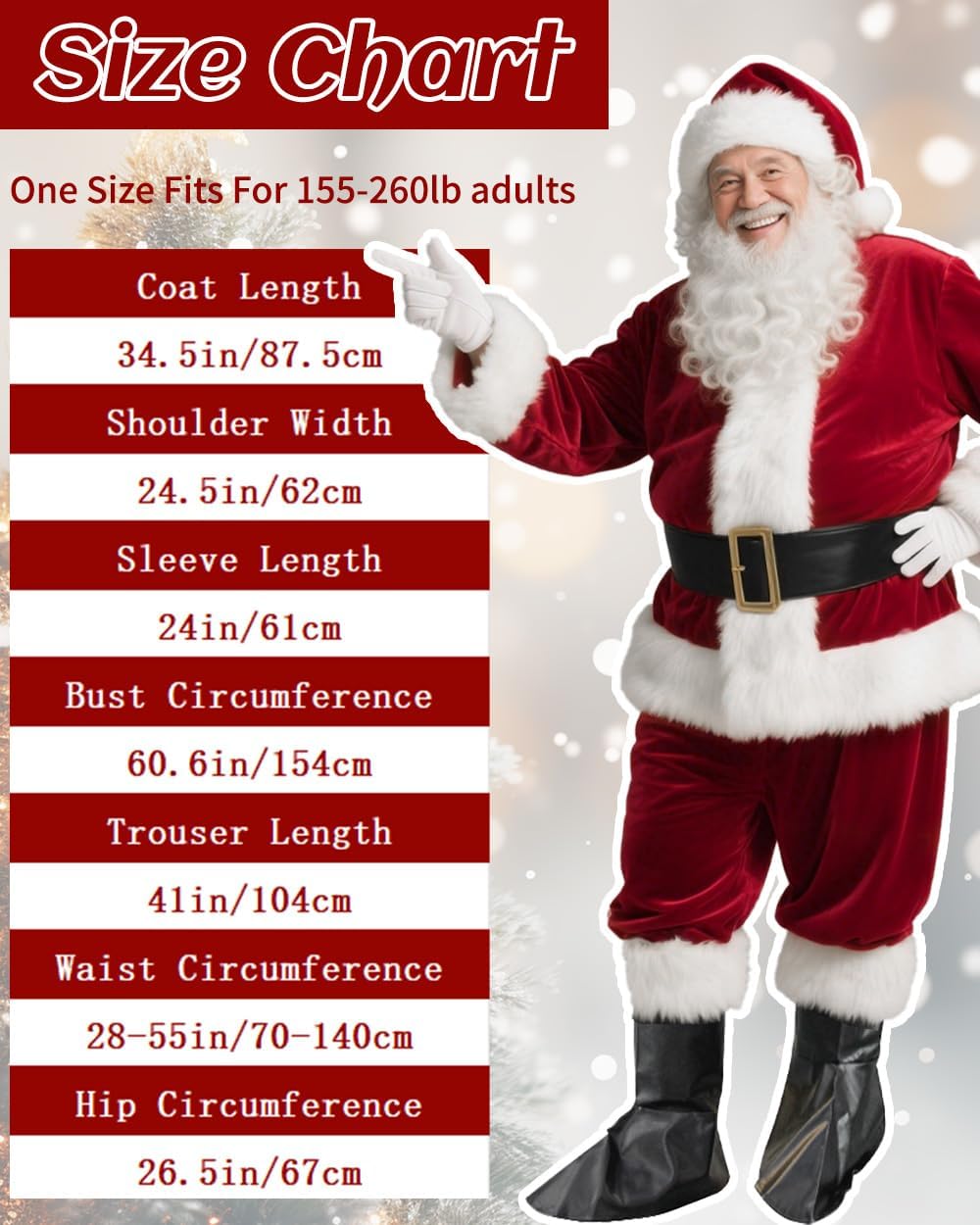 UDYR Santa Claus Costume for Men - Adult Santa Costume - Professional Santa Suit Deluxe Santa Outfit for Christmas Party - Image 4