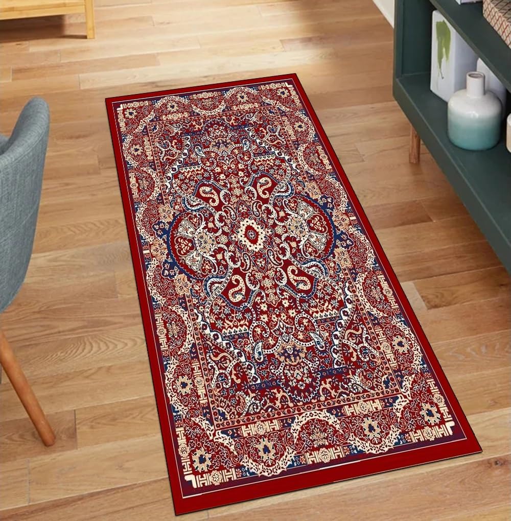 Alfombra de cocina antideslizante roja lavable de 60x300 cm para pasillos