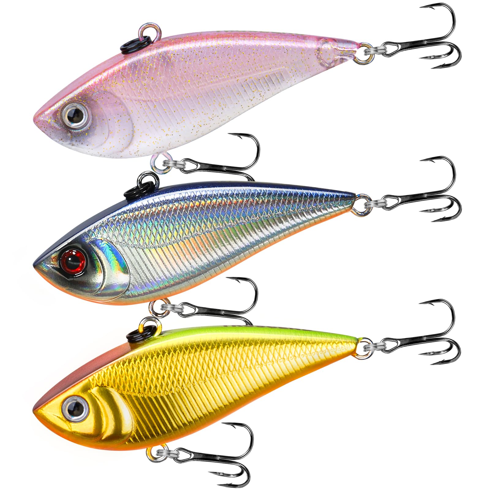 TRUSCEND Easy Catch Crankbait with BKK Hooks, Shallow or Deep Diving Crank Bait Fishing Lures for Bass Pike Walleye, Unipue Wobble Design for More Bites, Vibe Lipless Crankbaits Freshwater Saltwater
