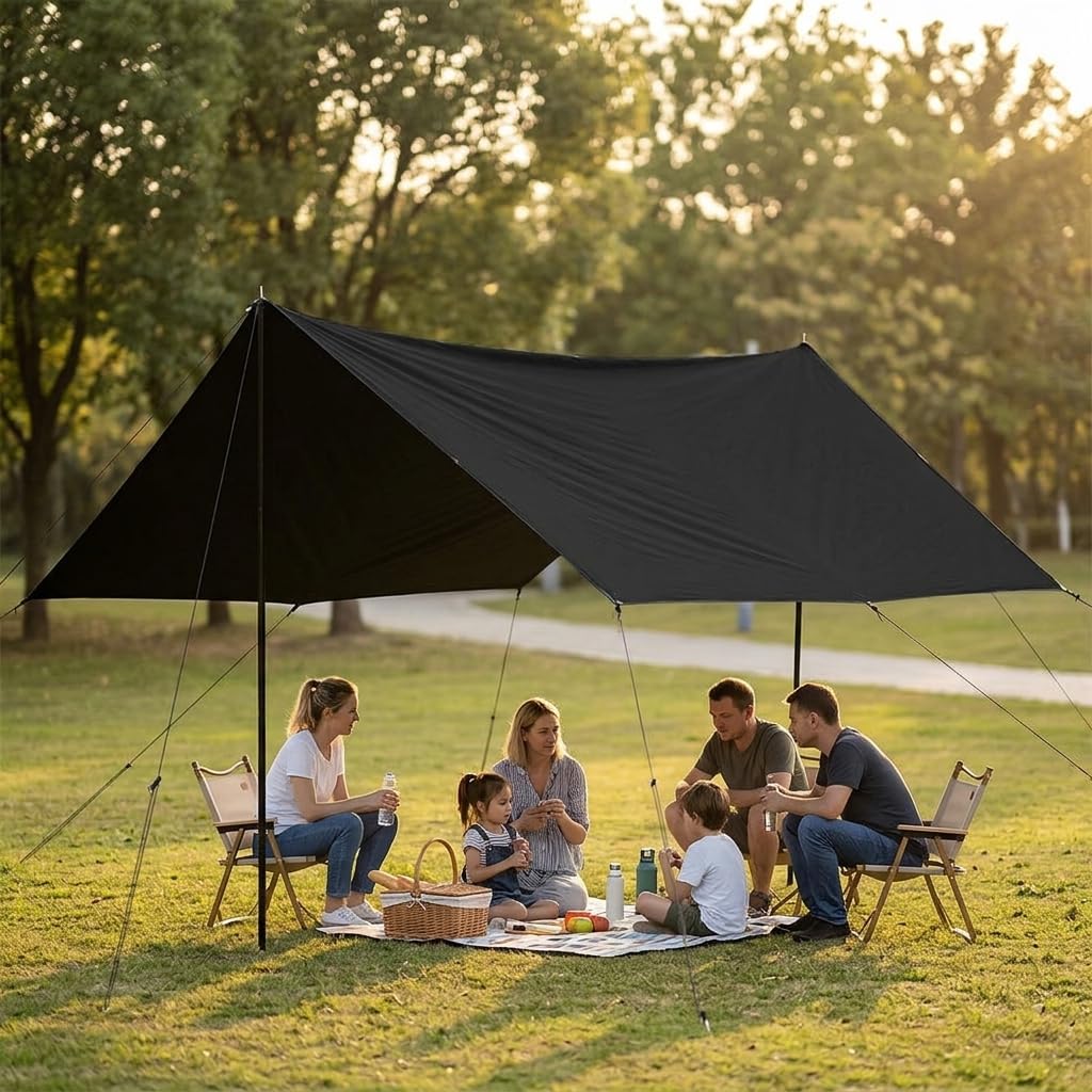 Toldos para Lluvia Toldo Lona Cubierta con Capa Opaca para Bloquear el Resguardar de Oxford Resistente al Desgaste y a, Negro Puro, Style to 2, Negro