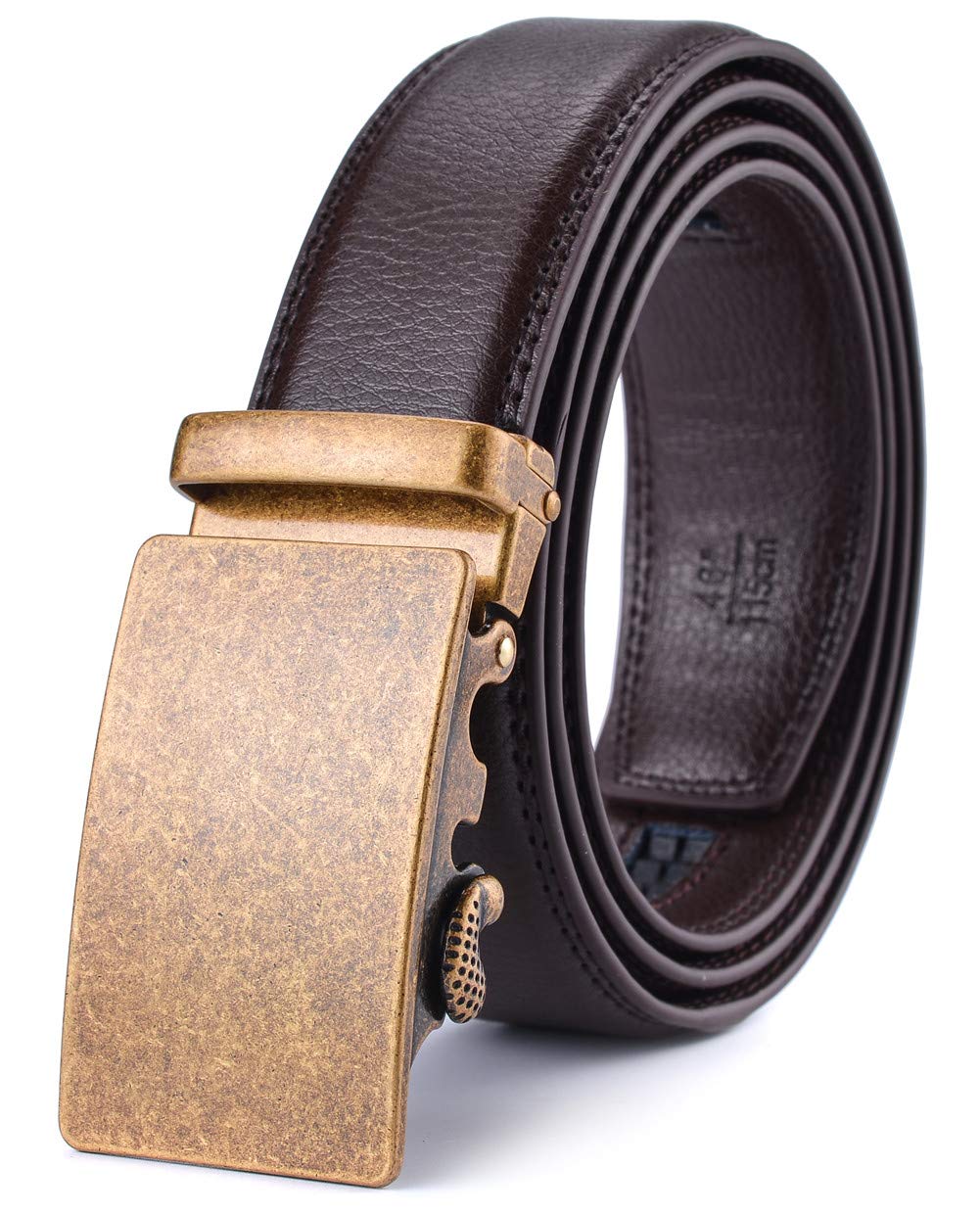 X XHtang Men's Ratchet Belt with Genuine Leather, Slide Belt for men 1 3/8 inches Wide