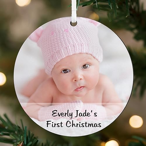 Miniatura 7 de Let's Make Memories Adorno personalizado para la primera Navidad del bebé, primera Navidad de 2023, nombre personalizado, año, oso polar