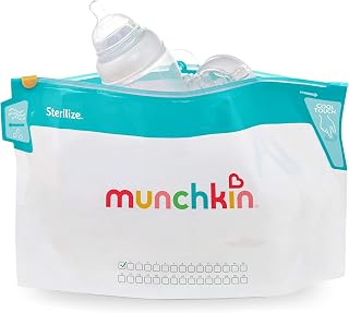 Munchkin Sterilize Reusable Microwave Steam Bags for Baby Bottles, Pump Parts & More - 6 Pack, 30 Uses Each