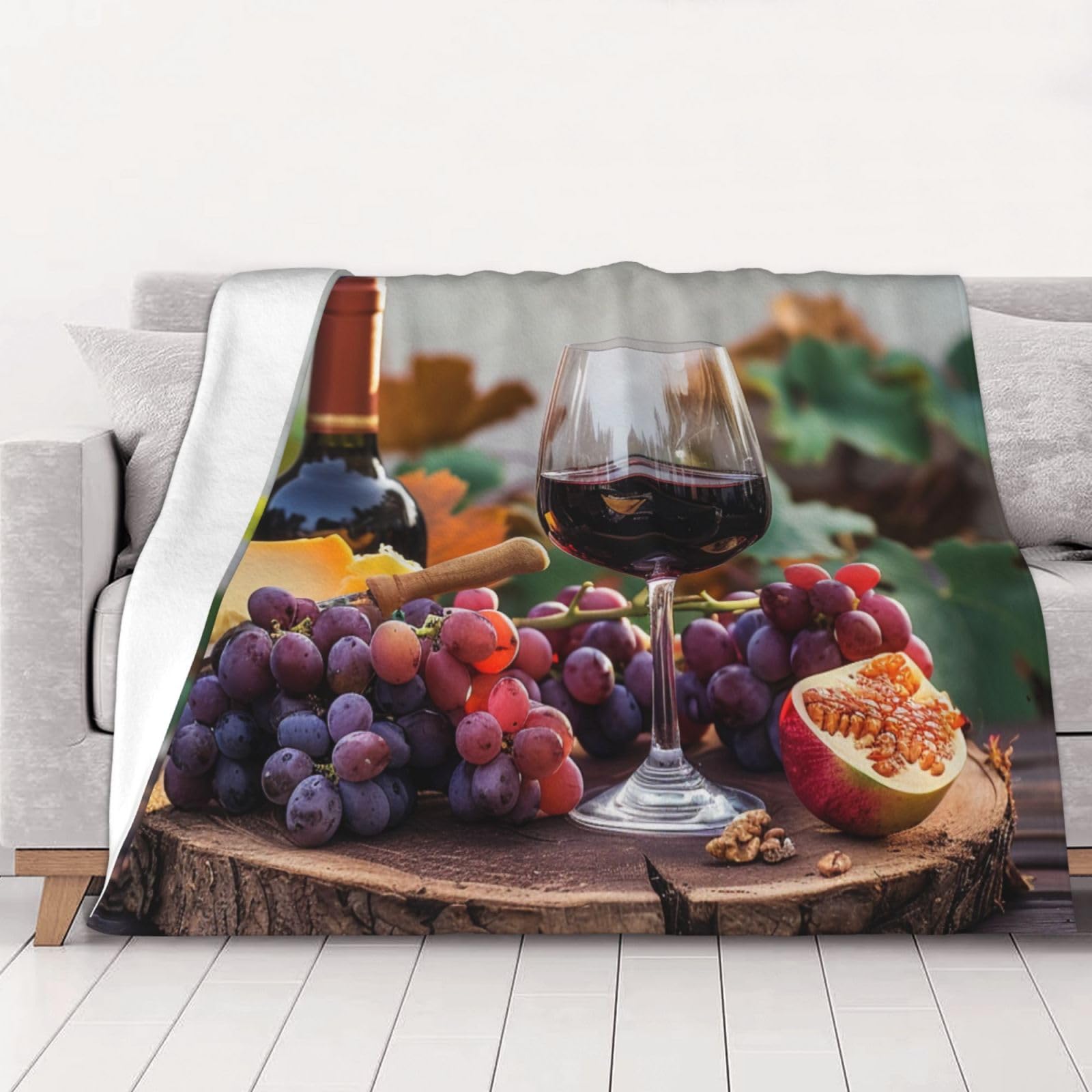 Couverture flanelle raisin pour cocooning sur canapé et voyage en voiture