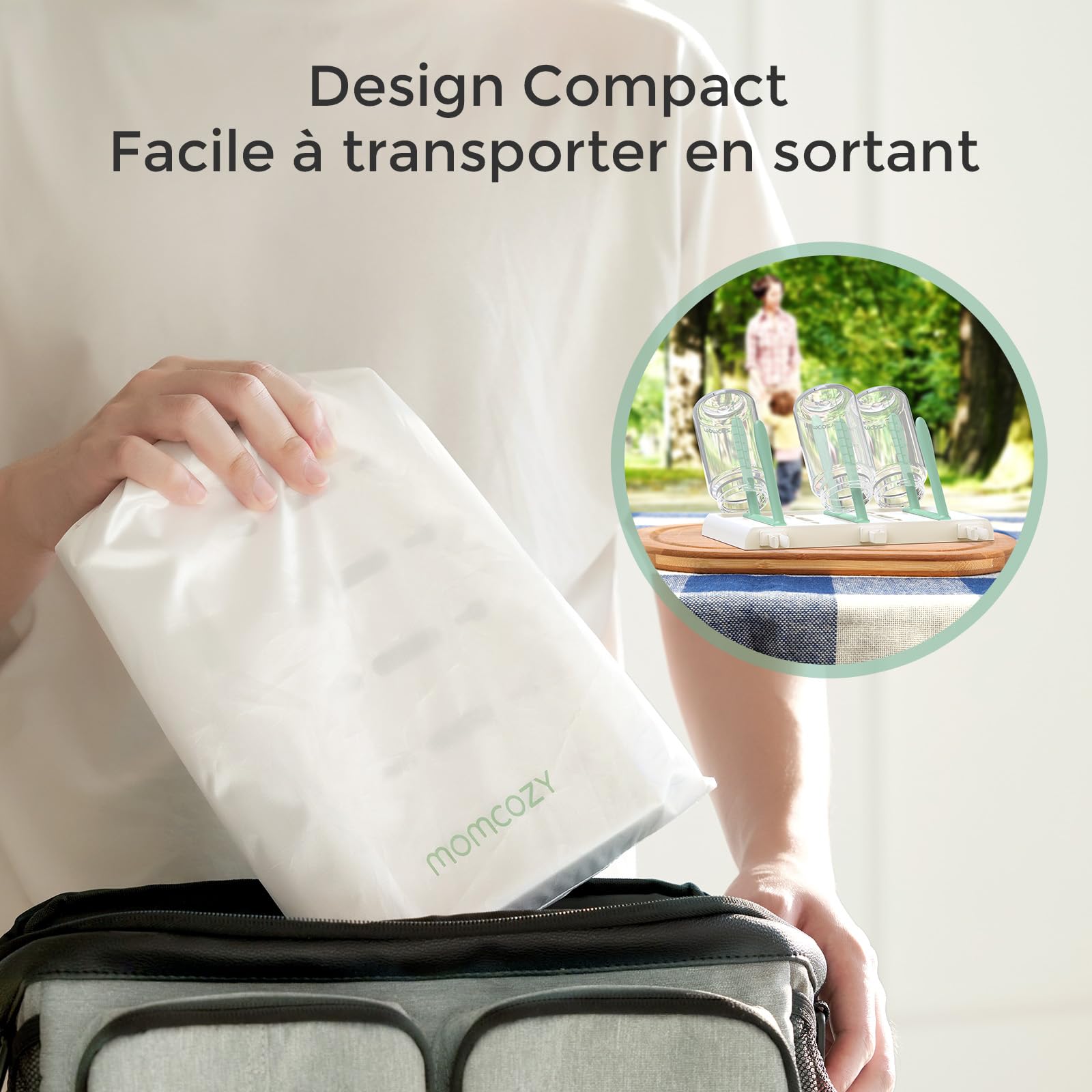 momcozy Égouttoir Vertical Grande Capacité pour Biberons (18 unités) - Design Modulable Compact avec Porte-Brosse Intégré - Sèche-biberons pour Tétines, Tire-Lait et Accessoires | Porte-brosse, Tétines, Tire-lait, Accessoires, Sécable, Étanche, Bébé, Nouv