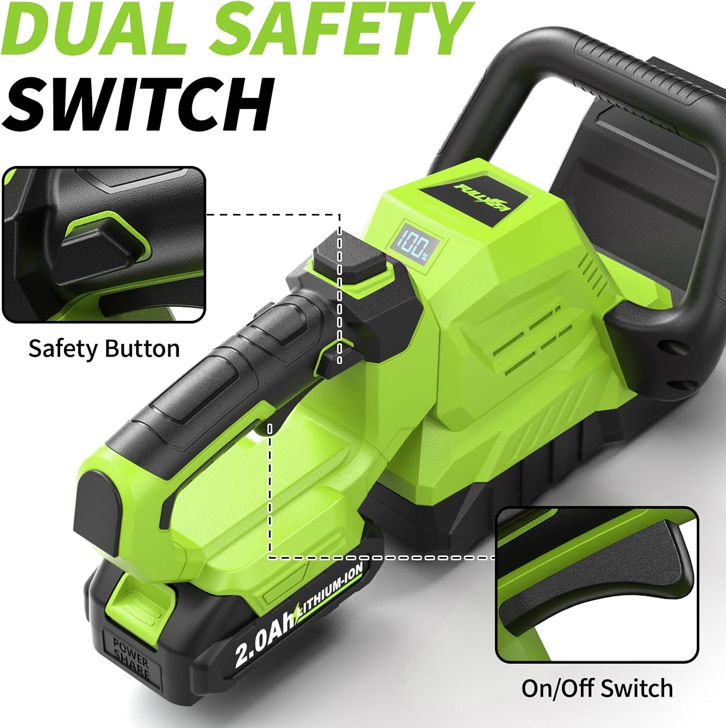 20" Cordless Hedge Trimmer, 3000RPM Electric Bush Trimmer with 2 Pack Rechargeable Batteries, Lightweight Hedge Cutter, Handheld Bush Clipper, Battery Powered Shrub Trimmer (Green)