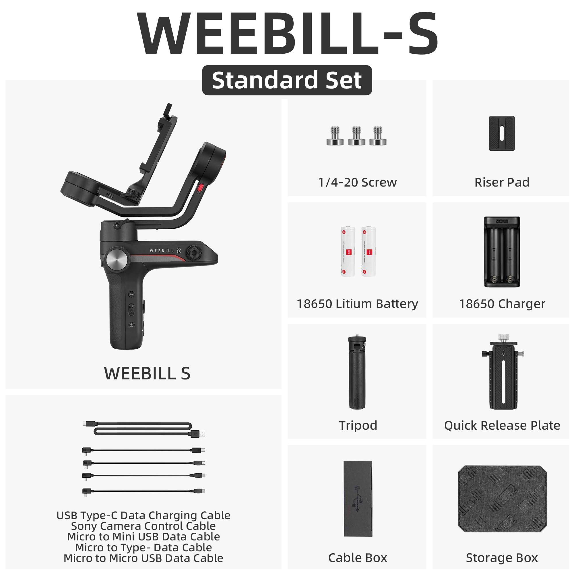 Zhiyun WEEBILL-S - Estabilizador de 3 Ejes para cámara réflex Digital Cámara de Fotos compacta
