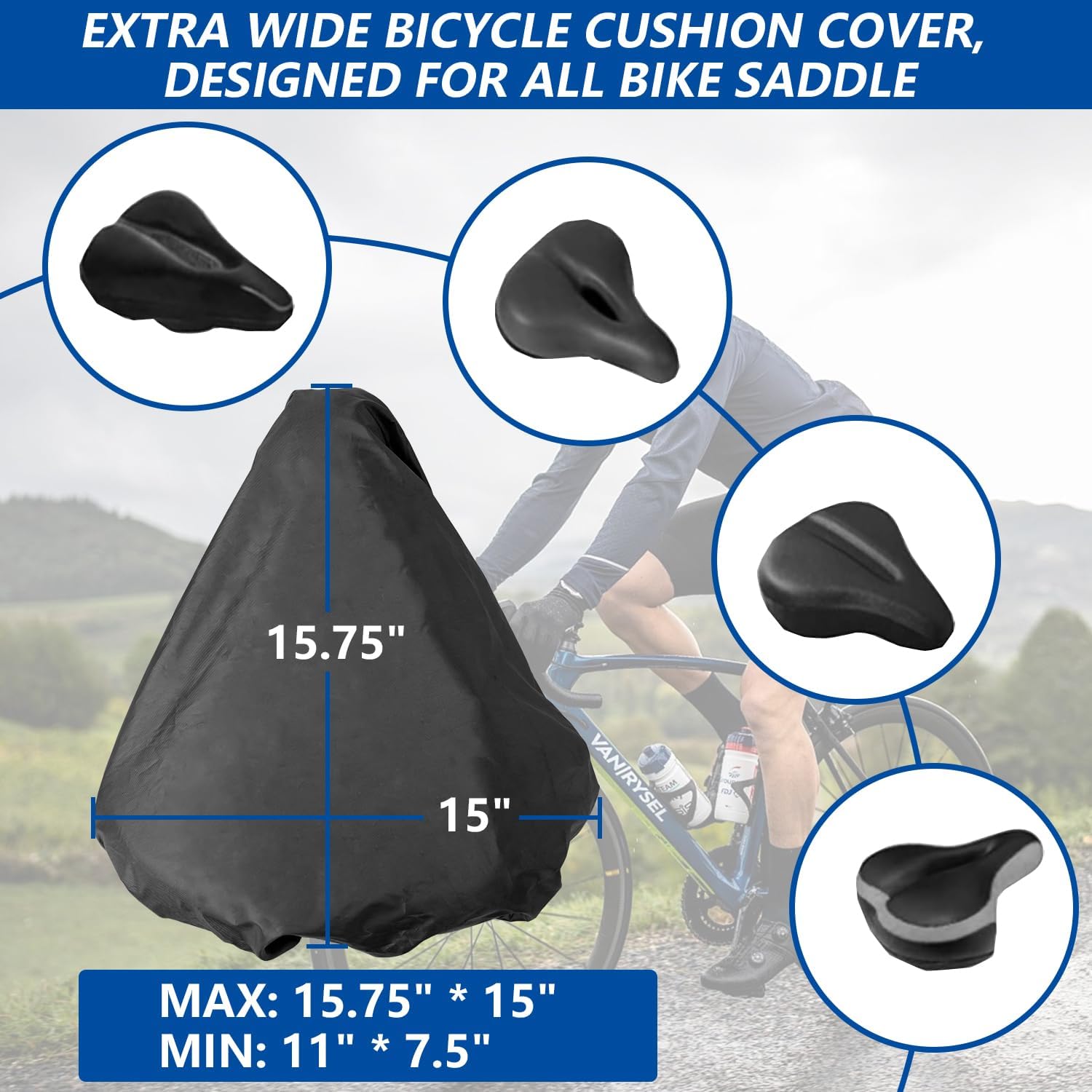 Bike Seat Cover Waterproof, Adjustable Saddle Rain Protector for Men Women image 2