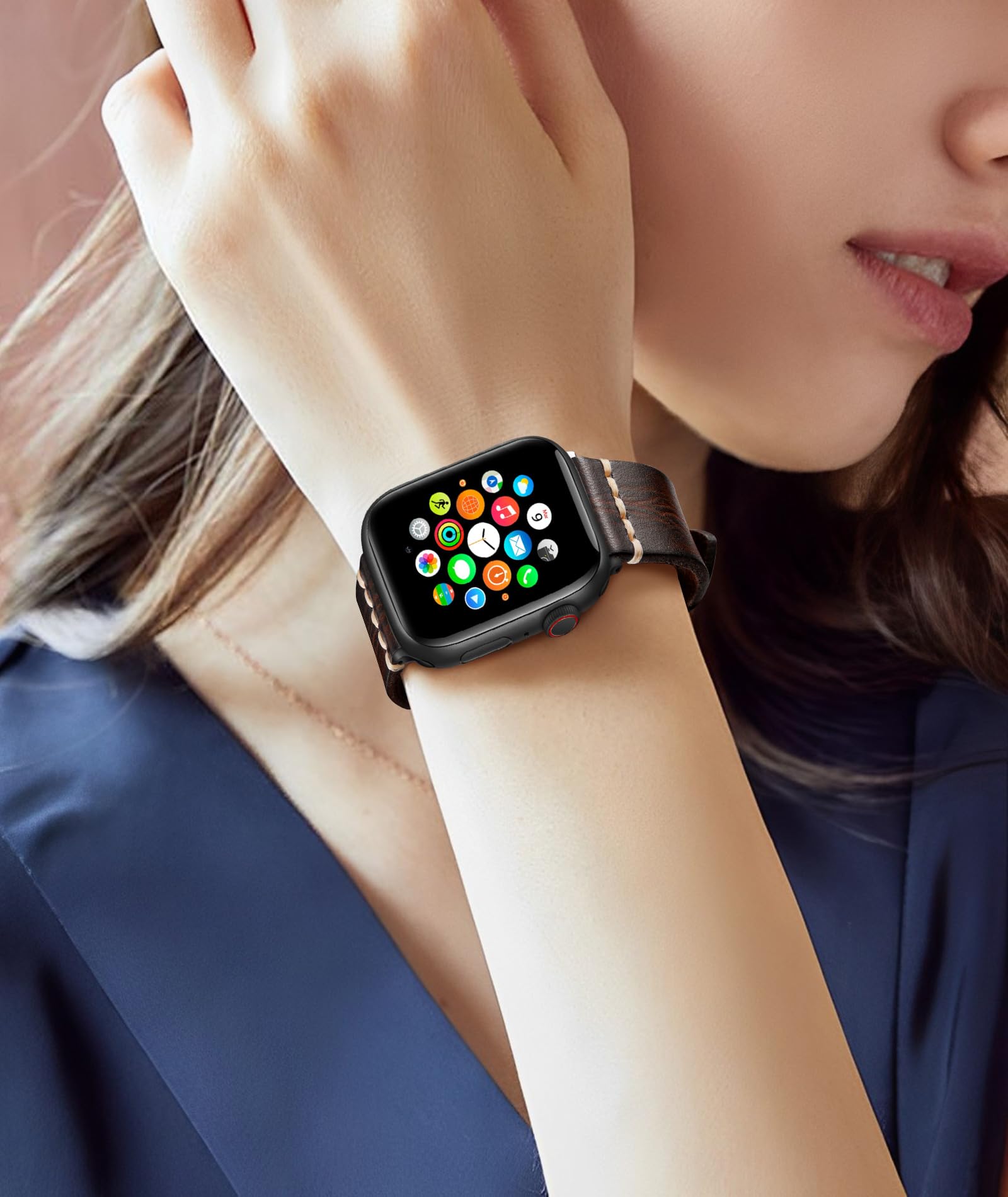 Amazon.co.jp: コンパチブル Apple Watch バンド 本革 44mm 45mm 46mm