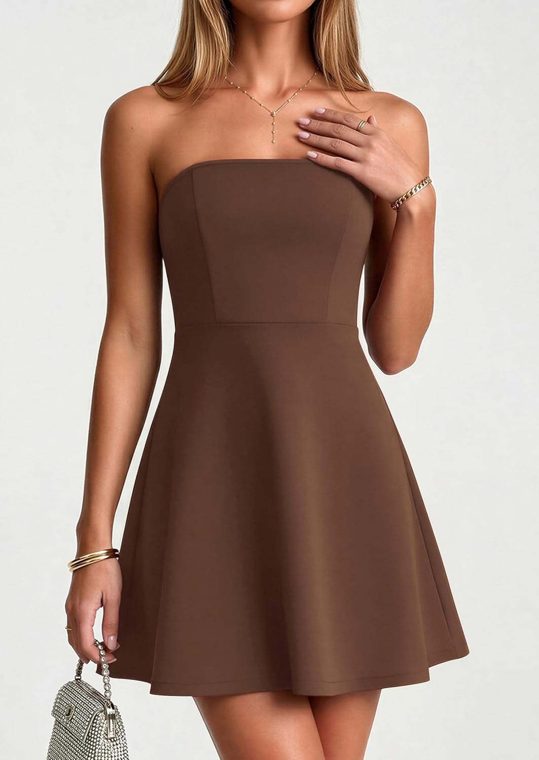 PRETTYGARDEN Women's Strapless Mini Summer Dress 2026 Spring A Line Tube Top Wedding Guest Cocktail Party Short Dresses - Image 4