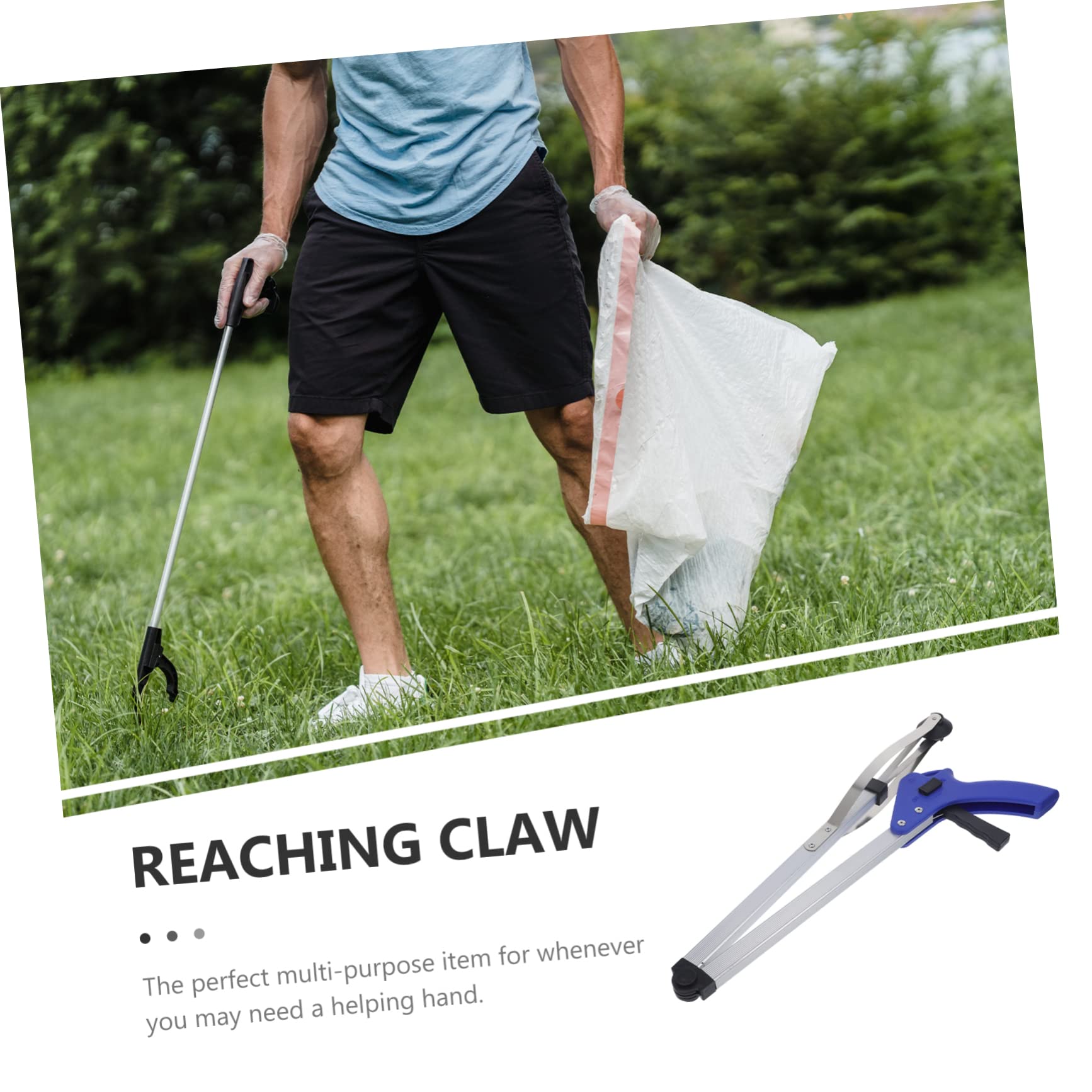 2 Pezzi Pinza Pieghevole in Lega Di Alluminio Strumento Per Raccogliere Rifiuti Per Giardino Blu