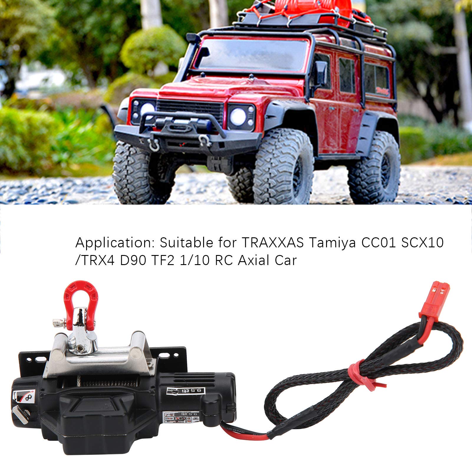 RC Crawler Winch Kit, RC Winch Fernbedienung RC Zubehör Kompatibel für CC01 SCX10 / D90 TF2 1/10 RC Axial Car(schwarz)