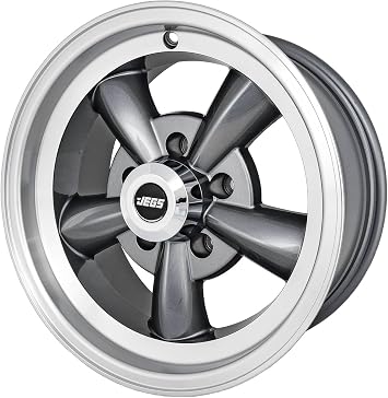 JEGS Sport Torque Wheel | 15in.x 7in.| 5 x 4.75in.Wheel Bolt Pattern Spacing | -7 mm Offset | 3.75in.Backspacing | Polished Outer Lip With Magnesium Gray Spokes | 83mm Center Bore | Includes Center