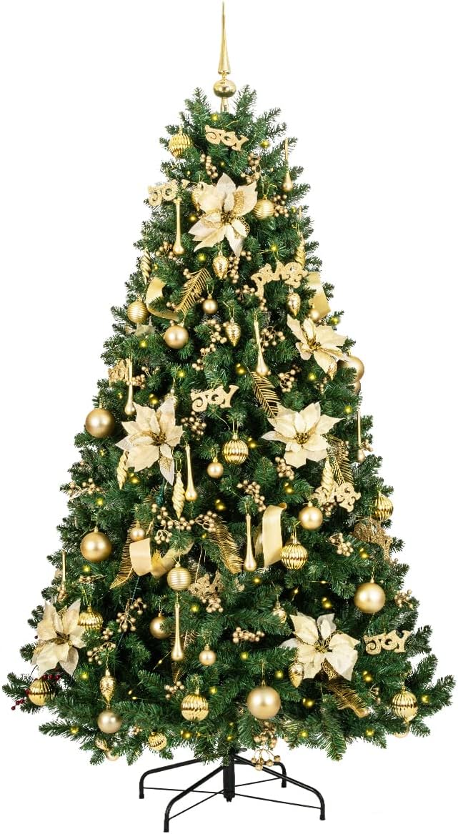 LIFEFAIR 7 FT Christmas Tree with 360 LED Lights, Decorative Christmas Tree with Realistic 850 Thicken Branches, Artificial Xmas Tree Ornaments for Festive Holiday Décor