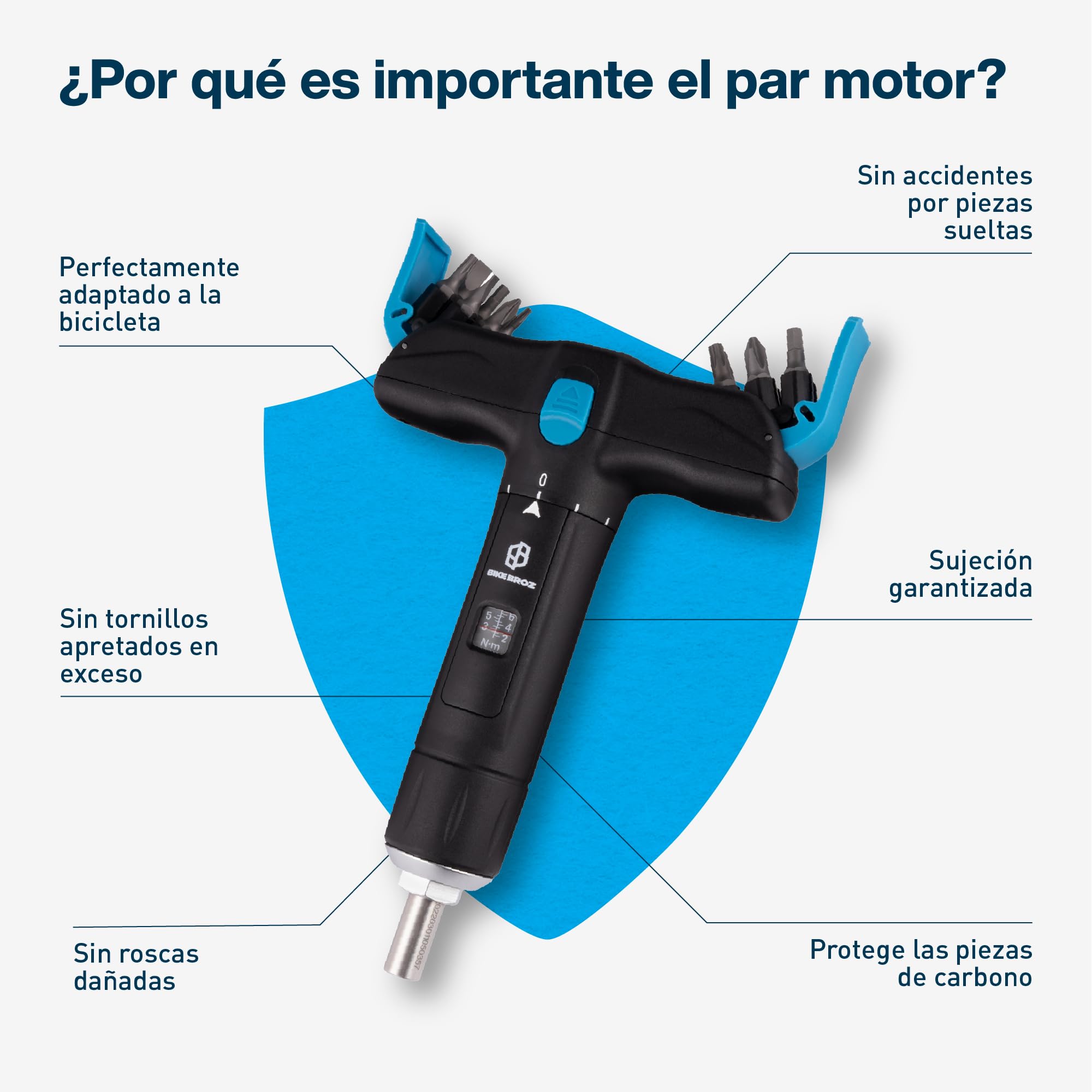 Llave dinamométrica de 1/4" para bicicleta, motocicleta, etc. 2-8 Nm | Destornillador de par pequeño con juego de brocas en cruz, ranura, torx y hexágono en forma de T para viajes | 70003