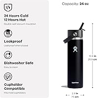 Vista 5 de Hydro Flask Water Bottle - Insulated Stainless Steel - Wide Straw Lid, Non Spill, Leakproof in 24 Oz Oat Tan
