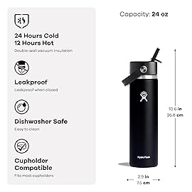 Hydro Flask Water Bottle - Insulated Stainless Steel - Wide Straw Lid, Non Spill, Leakproof in 24 Oz Trillium Pink