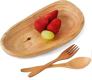 Small Hand-Carved Wooden Dish, Portion Control Bowl for Snacks, Natural Root Wood Catchall Storage for Ring, Jewelry, Vintage Rustic Display Tray for Decor (7-10IN)