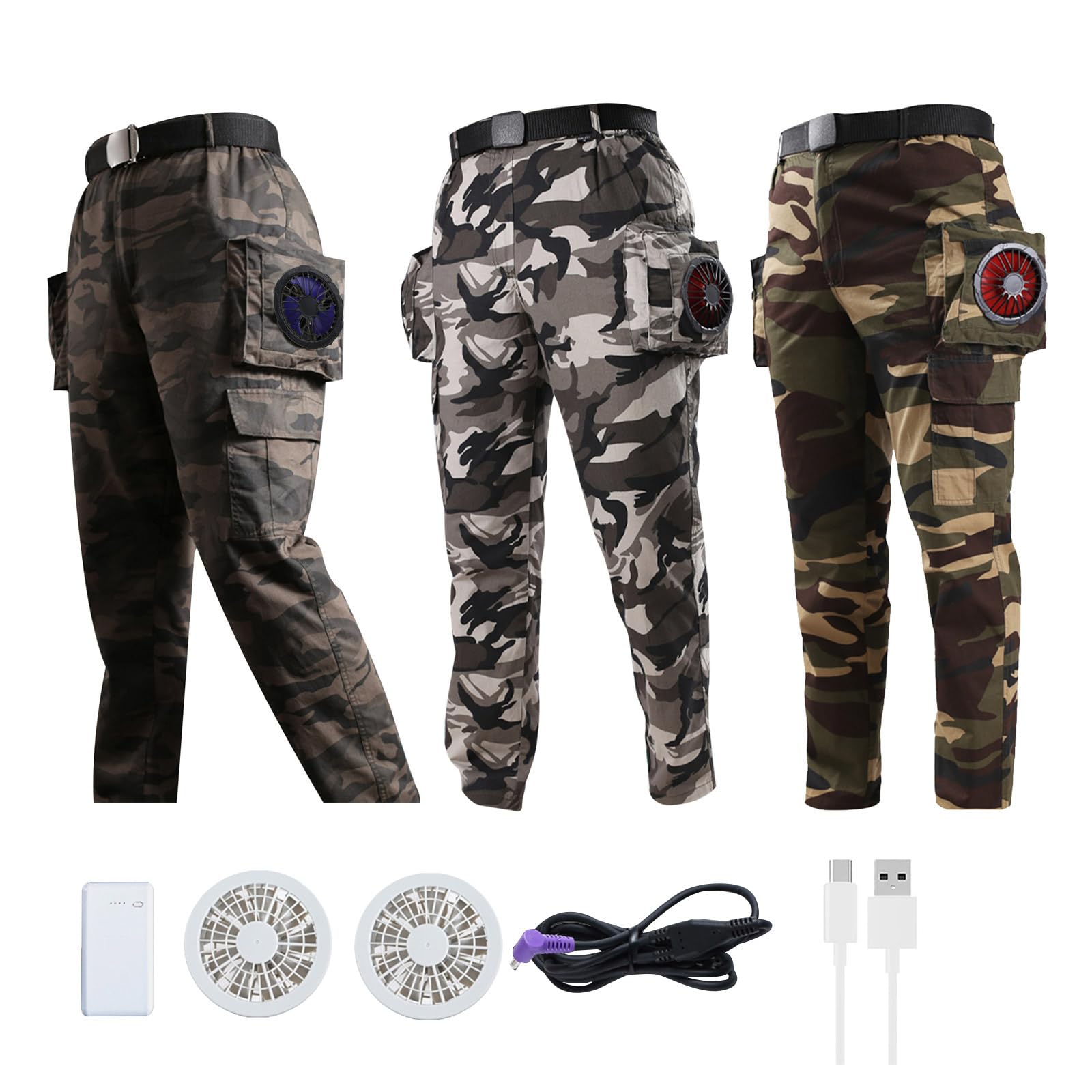 Pantaloni con ventola di raffreddamento, pantaloni climatizzati per uomini e adolescenti, abbigliamento da lavoro per ciclismo, giardinaggio, viaggi, protezione solare, abbigliamento con ventaglio