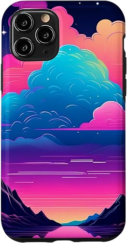 iPhone 11 Pro Colorful Retro Vaporwave Landscape Synthwave Case