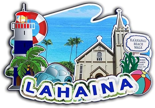 Lahaina - Imán de madera para nevera, diseño de Hawaii, Estados Unidos, 3D, para viajes, coleccionables, recuerdos, decoración hecha a mano -2680