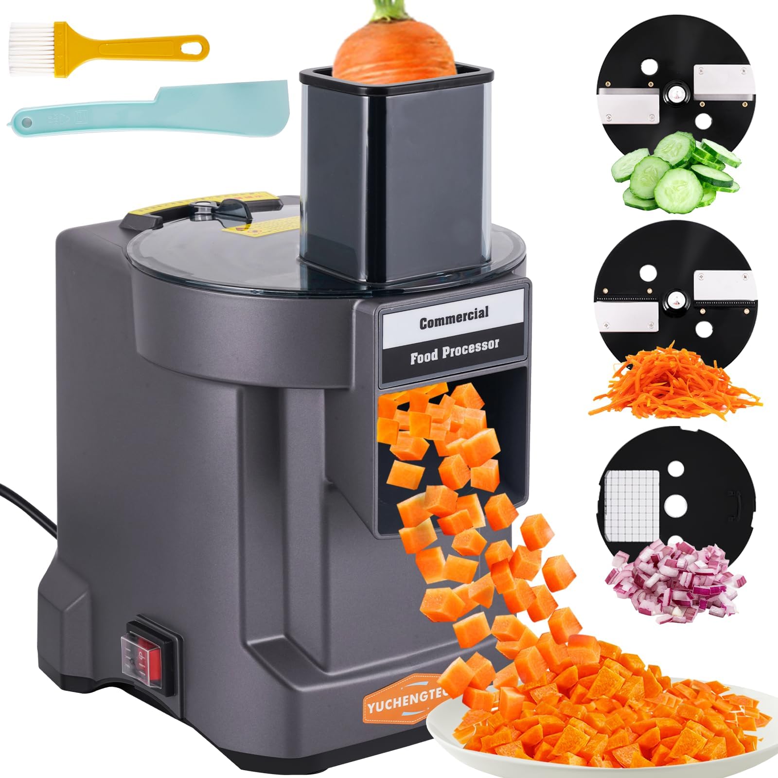 YUCHENGTECH Vegetable Cutter Dice Cutter Electric Multifunctional Vegetable Cutter with 3 Blades Electric Vegetable Cutter Cube for Dicing Cutting and Chopping Vegetables 100 W