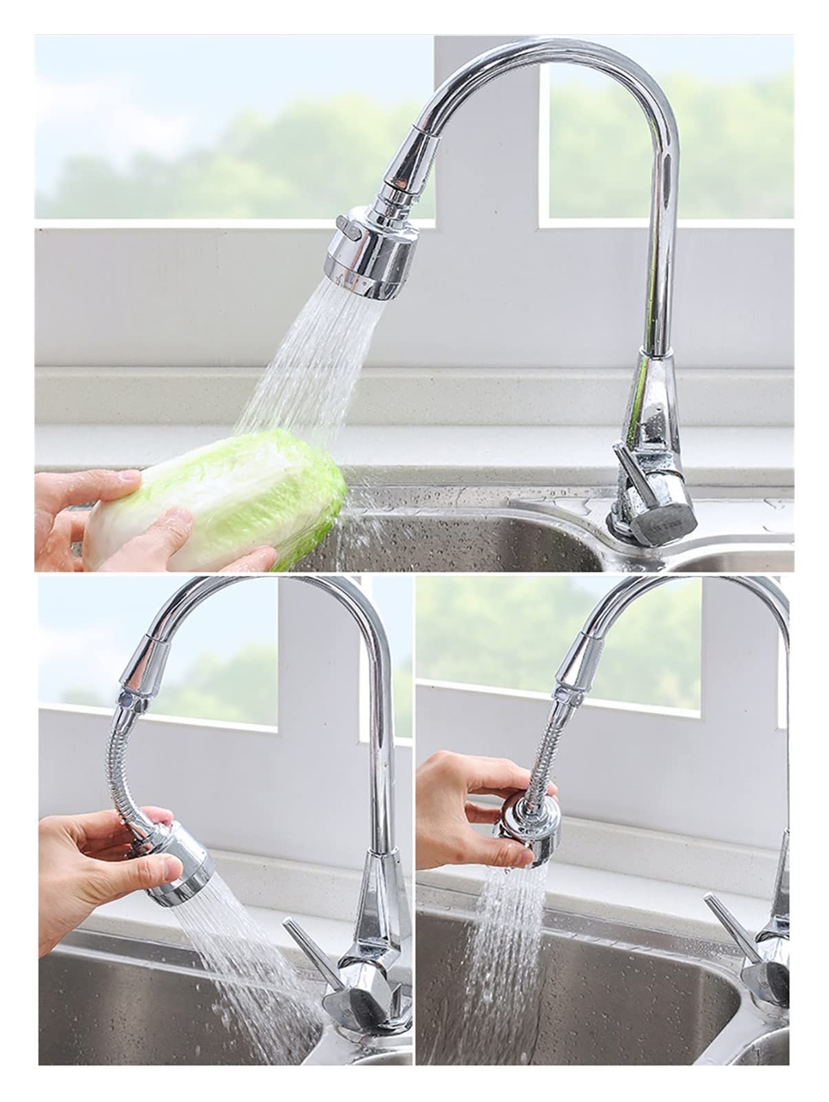 Perlator kranu Adapter do kranu do zlewu kuchennego Kuchnia ucet Spray, obrotowy zlew kuchenny o 360 stopni ucet aerator podwójny tryb oszczędzający wodę kran aerator dysza ucet do kuchni, łazienki