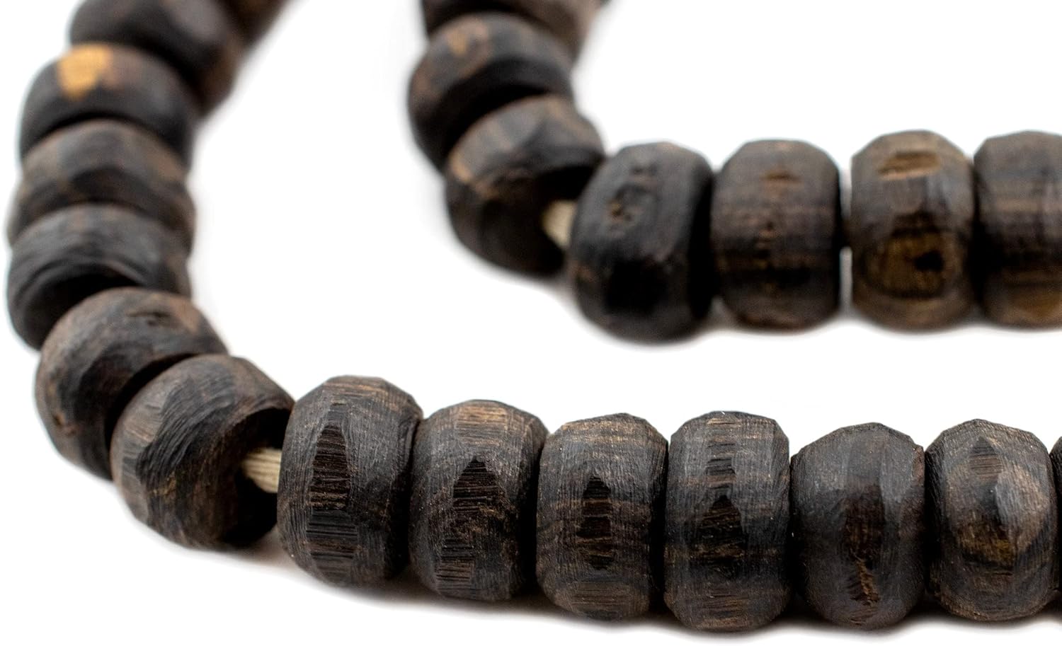 The Bead Chest Rondelle Ebony Wood Beads (14mm)