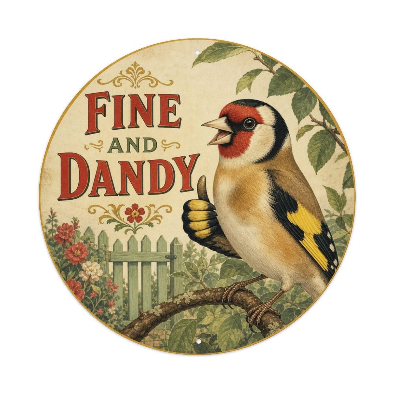 Rustic Finch Songbird Fine Dandy Vintage Bold Classic Metal Tin Sign