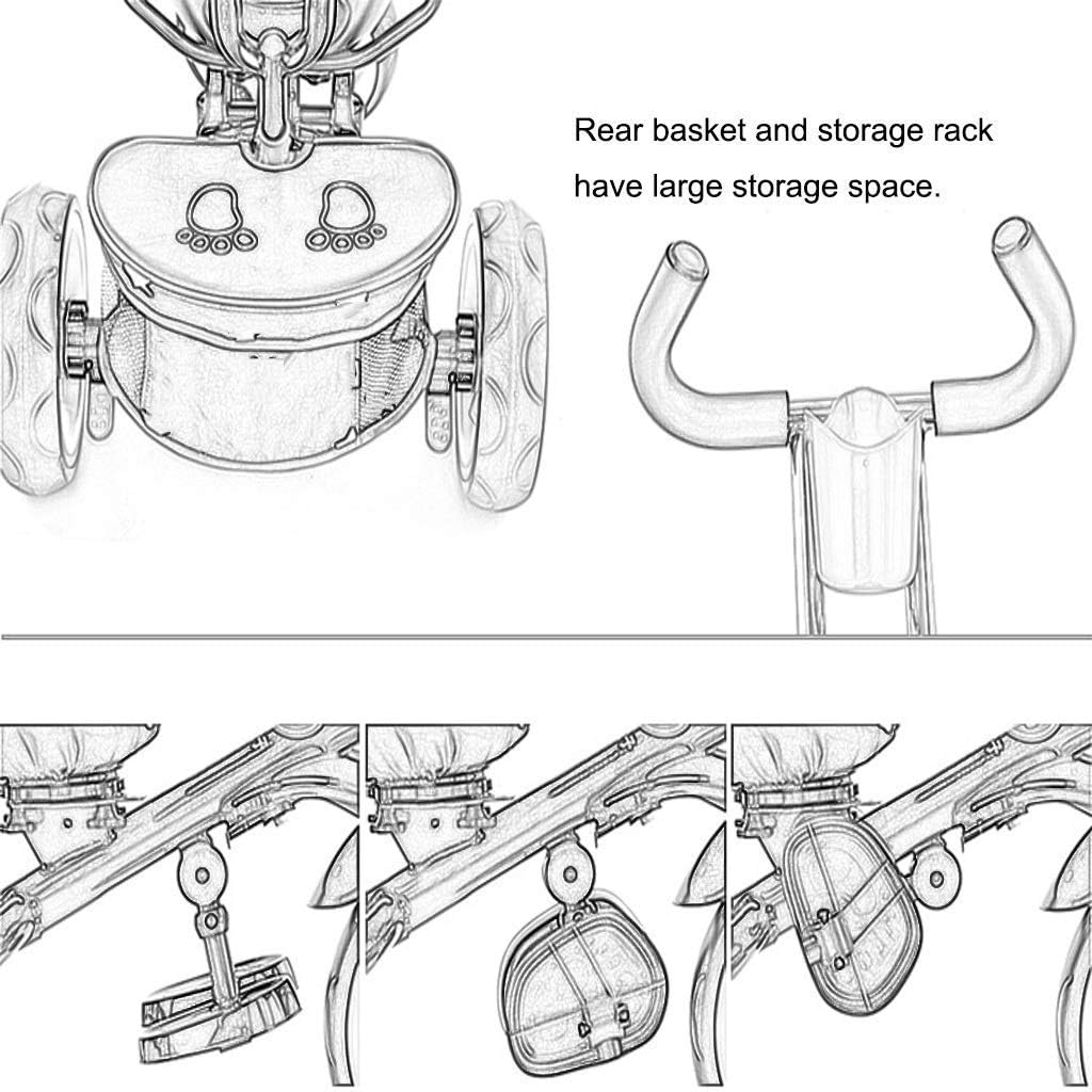 Three-Wheeled Trike, Double Brake Multi-Function Children's Tricycle, Two-Way Swivel seat, Baby Outdoor Tricycle, Blue, 102 * 108 * 52cm