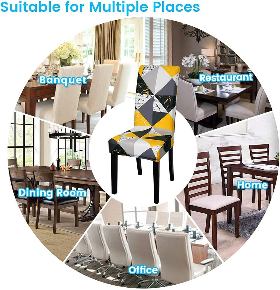 TOPCHANCES Stretch Spandex Chair Covers for Dining Room, Removable Washable Fabric Chair Cover Slipcover(4PCS,04