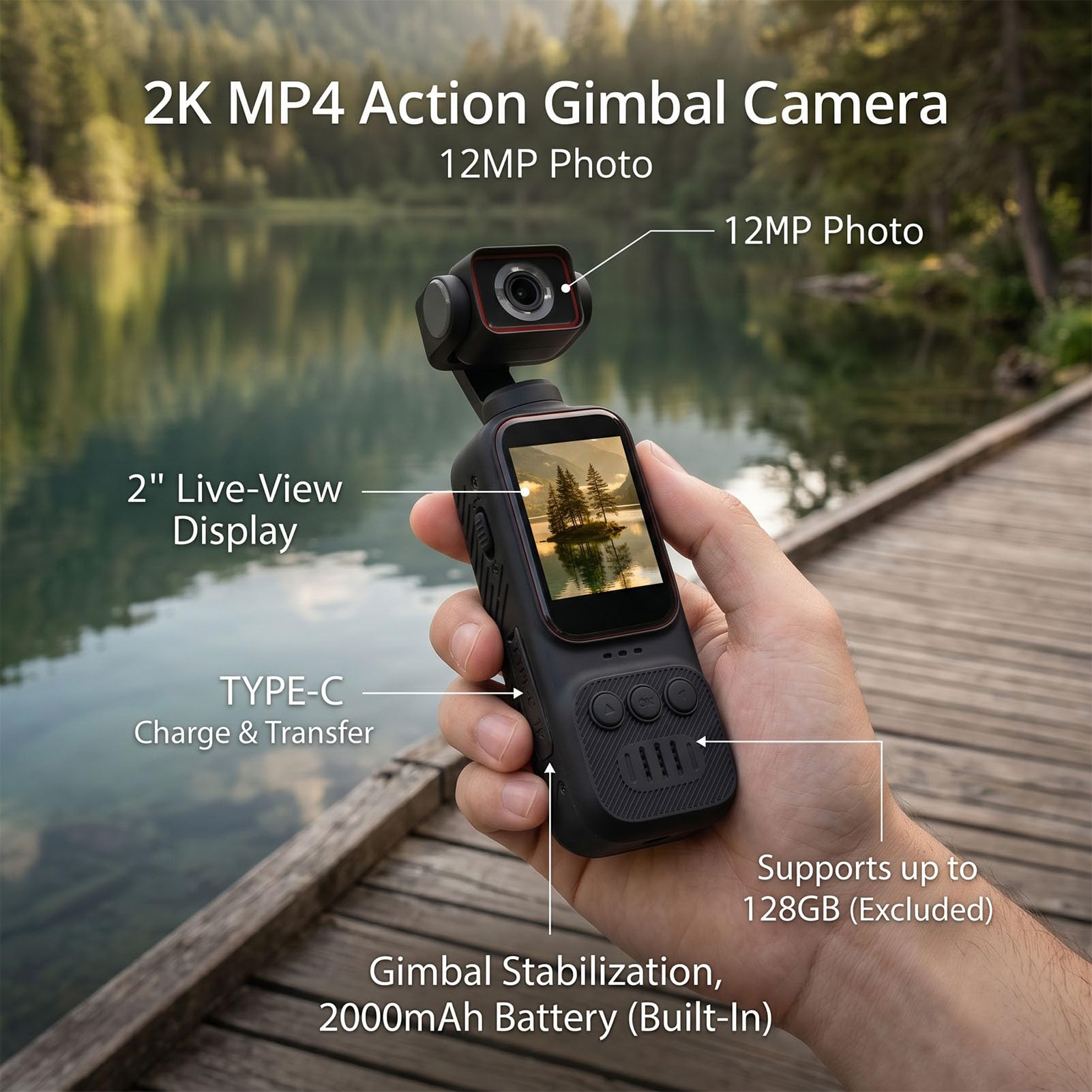 Fotocamera Portatile per Vlogging 4K con Foto da 12 MP