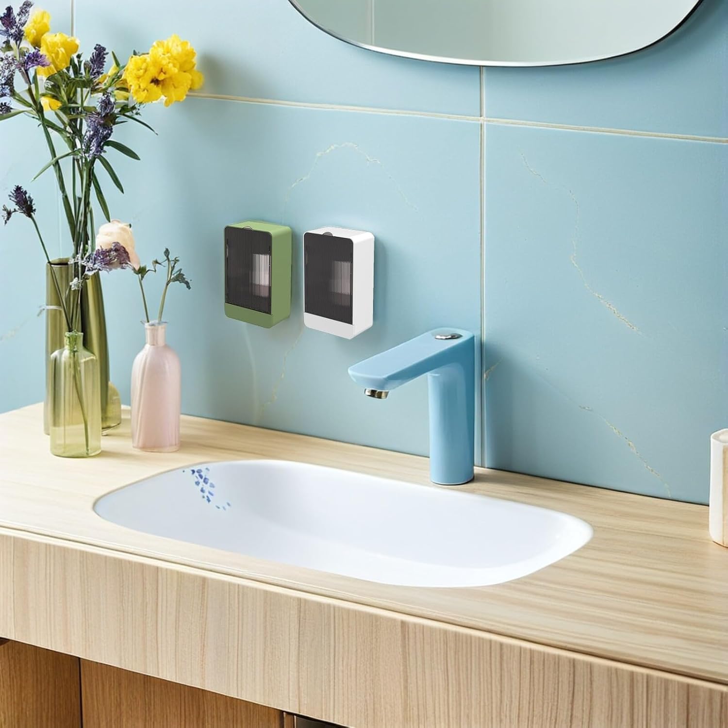 Kichvoe 2pcs Wall Mounted Soap Dish with Lid Detachable Self-draining Shower Soap Holder Plastic Flip-Cover for Bathroom Storage No-Drill Adhesive Mount in Two Colors: