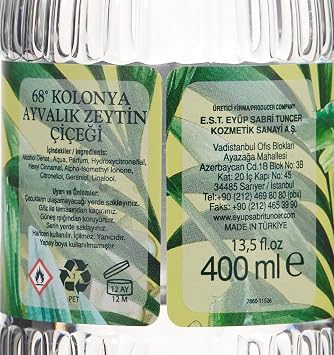 Eyüp Sabri Tuncer Ayvalık Zeytin Çiçeği Kolonyası Silindir Pet şişe (400 ml)